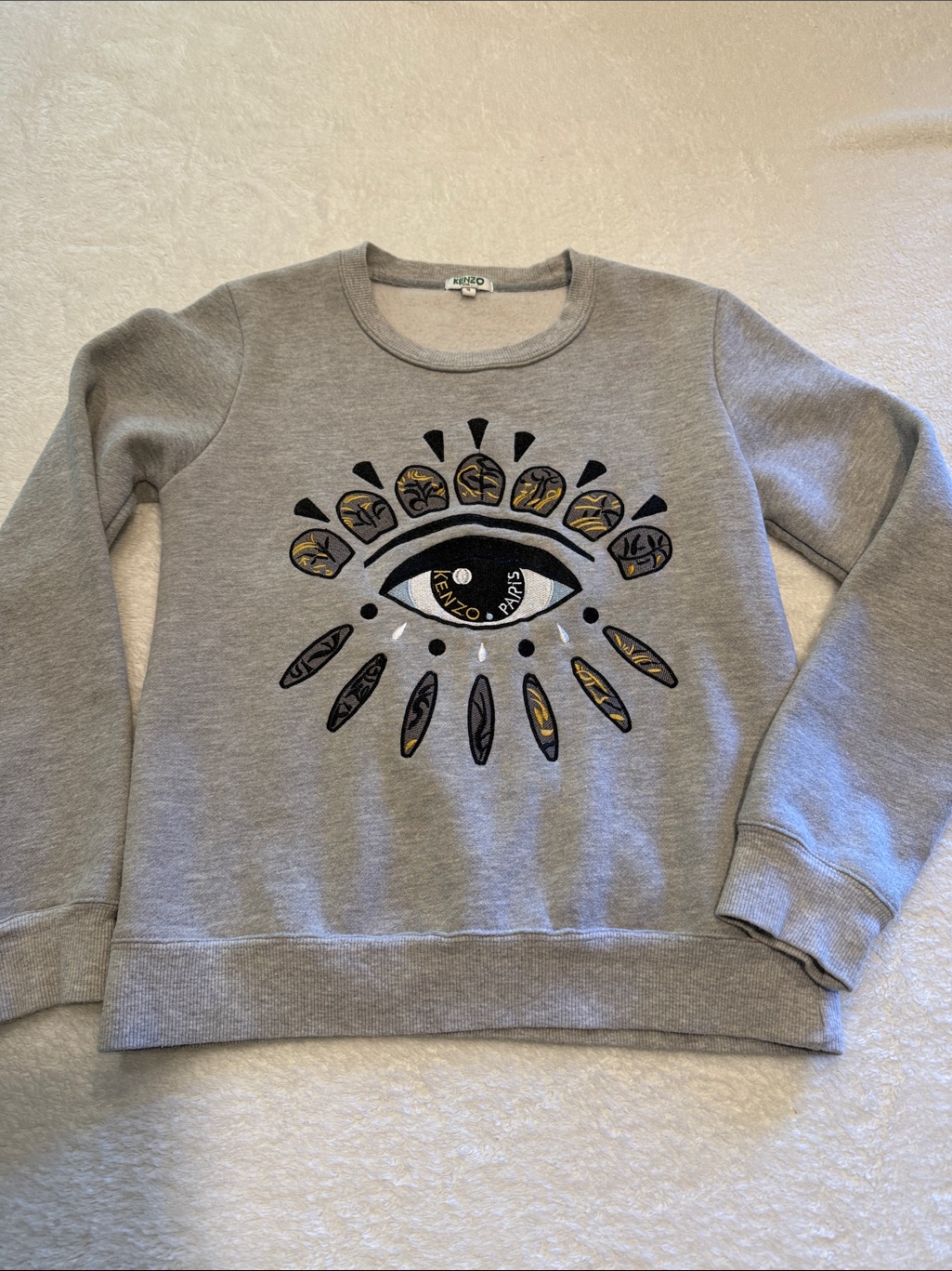 Kenzo Gray Crewneck Sweatshirt With Embroidered Eye Motif